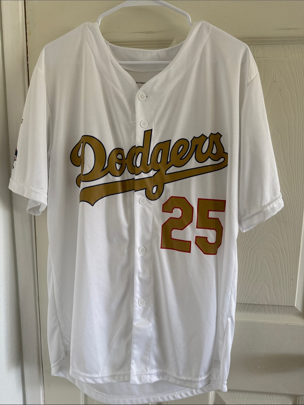 Dodgers #25 White Baseball Jersey